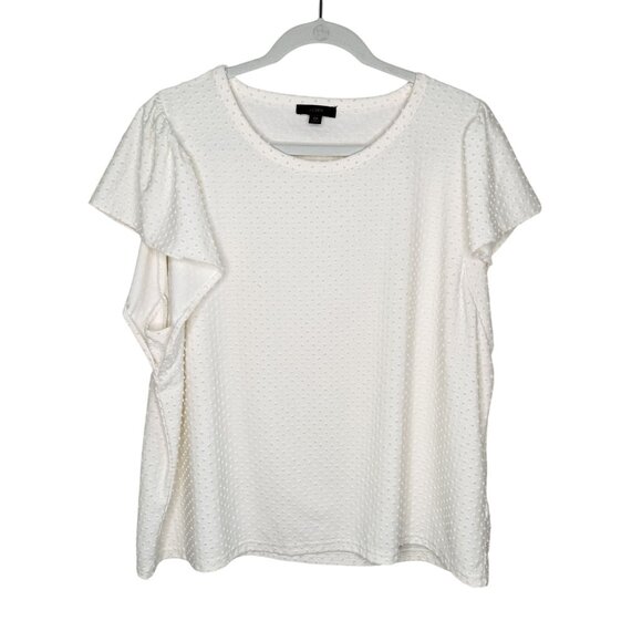 J. Crew Tops - J. Crew Ivory Flutter-Sleeve Jersey T-shirt with Swiss Dot, 2X